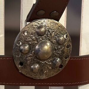 Bettina Rizzi Brass and Argentinean size 4-6 leather handcrafted belt dark brown